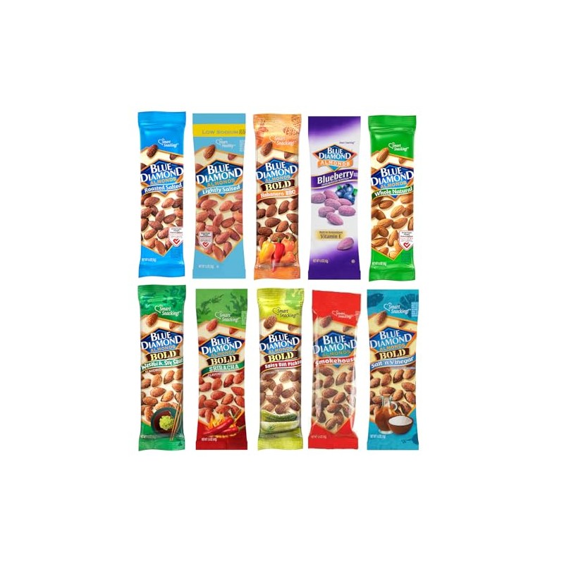 Blue Diamond Almond Variety Packs, 10 Flavors, 1.5 Ounce Bags