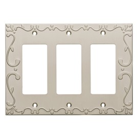 Franklin Brass Classic Lace (1-Pack) Decorative Light Switch Cover Brushed Nickel 3-Gang Decorator/Rocker Wall Plate Triple Switch Plate Cover Electrical Outlet Covers W35079-SN-C