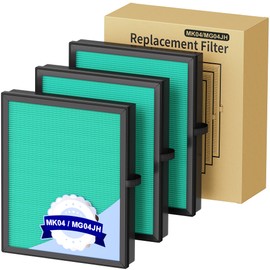 MK04 Air Filter Replacement for AROEVE MK-04 Air Purifier, 4 Layers H13 True HEPA High-Efficiency Aeroeve Aerove Filter, 3 Pack - Pet Dander Version