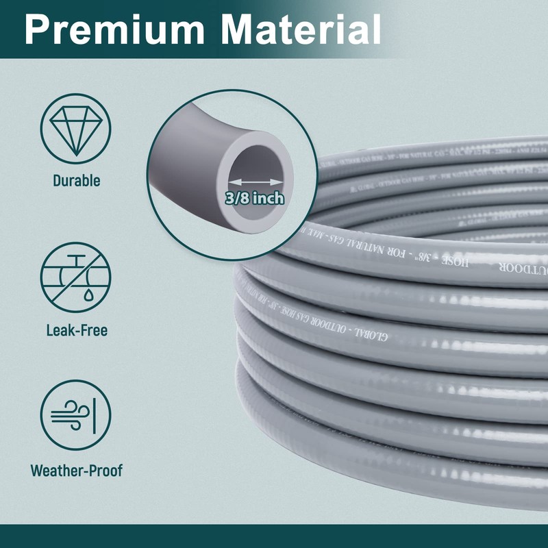 GASPRO 20 Feet 3/8" ID Natural Gas Hose, Low Pressure