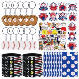 Nuyoach Baseball Party Favors,98 Pcs Baseball Themed Party Supplies For Kids With Goodie Bags,Bracelets,Keychain,Brooches,Stickers For Boys Team Gifts Birthday Decorations Classroom Rewards Stuffers