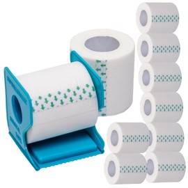 Paper Medical Tape with Dispenser 2"x10 Yards for Medical First Aid [10 Rolls + Dispenser] Lightweight Breathable Microporous Adhesive Latex Free Hypoallergenic Bandage and Wound Dressing Tape (10)