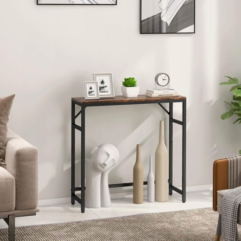 Livofloral Narrow Console Table, 29.5" Entryway Table with 2 Support