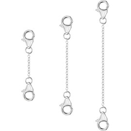 3 Pcs 925 Sterling Silver Necklace Extenders Gold Plated Durable Strong Removable Necklace Bracelet Anklet Extension Chain Extenders for Jewelry Making 1 2 3 Inch, 1 2 3 inch, Sterling