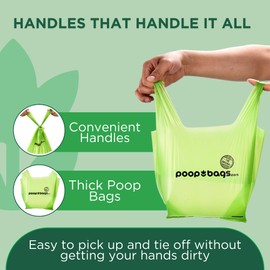 The Original Poop Bags® - Large, Dog Poop Bags with Tie Handles - 38% Plant Based & 62% PE 300 Counts Dog Poop Bags with Handles for Pet Poop Cleanup