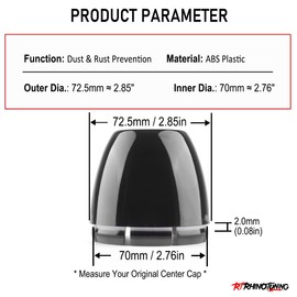 RhinoTuning 4 PCS 72.5mm Wheel Center Caps Compatible with 2.75" 2-3/4" BORE Dome Wheel Rim, OD: 2.85"(72.5 mm) ID: 2.76"(70 mm) Black ABS