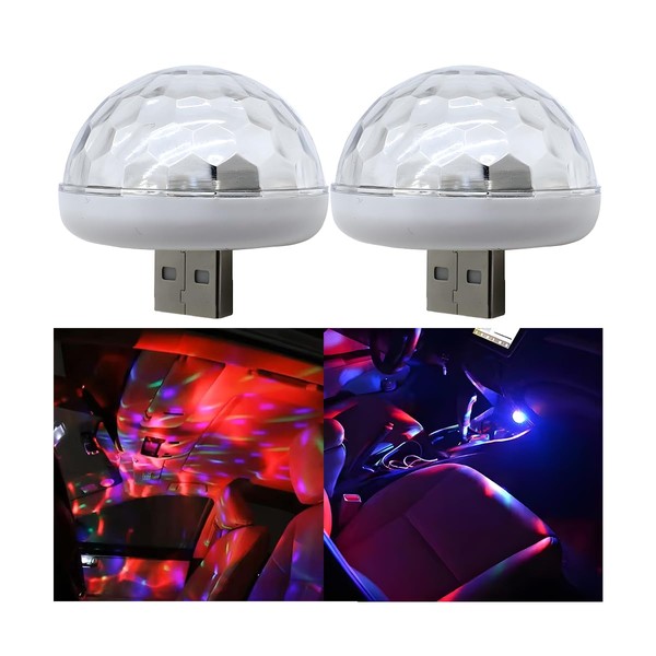 TSUGAMI 2PCS USB LED Car Interior Atmosphere Lamp, 5V RGB