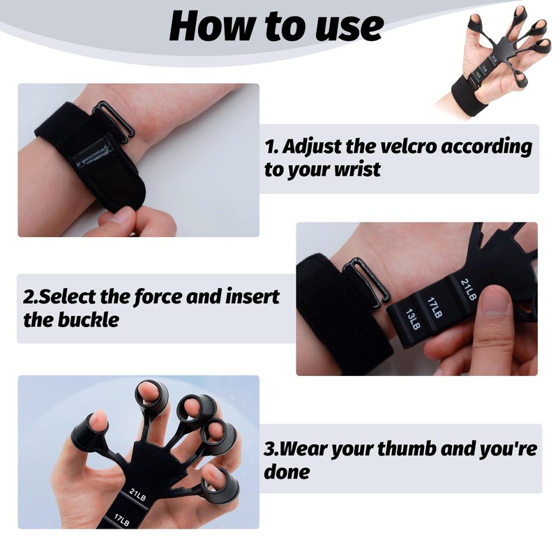 Bzzerumy Hand Trainer 5-Finger Grip Strength Trainer - Set of