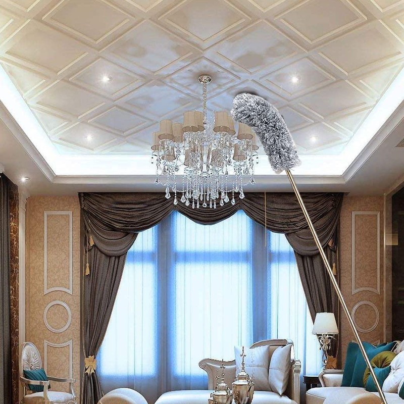 Microfiber Duster Set with Extension Pole, Gray