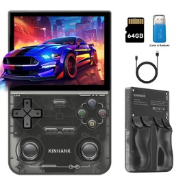 kinhank K36 Retro Handheld Game Console, Supports 9000+ Games, Equipped with 64G TF Card, Portable Mini Retro Video Games Console, 3.5-inch IPS Screen, 640x480 Resolution, 500nit (Black)