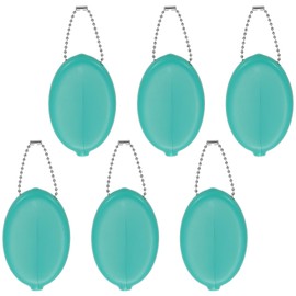 PATIKIL Rubber Coin Purse, 6 Pcs Squeeze Coin Holders with Chain for Men Women Shopping Traveling, Green Blue