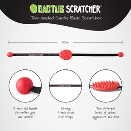Cactus Scratcher Original Back Scratcher for Itching Relief, 2-Sided Aggressive & Soft Spikes, Long Handheld, Ideal for Hard-to-Reach Area – Perfect for Mother's Day Gifts for Mom, Gift for Her (Red)