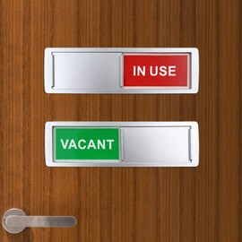 2 Pieces Vacant In Use Sign, Slider Door Indicator Sign, 7 x 2 Inch Privacy Sign for Office Door, Privacy Slide Door Sign(Silver)