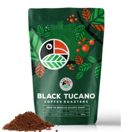 Black Tucano Specialty Coffee - Brazilian Ground Medium Roast Coffee - Organic Coffee Ground Coffee - 8.8 Ounces 250 Gr