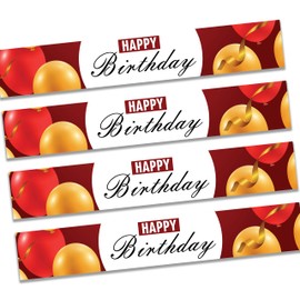 Pack of 4 birthday banners Bunting gift for her 16th 18th 21st 30th 40th 50th 60th 70th photo banners party streamers gift for him 3 Foot Wide | Folded Delivery (4 Pack - Red)