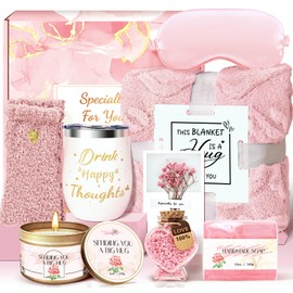 Oralaqua Birthday Gifts for Women,Self Care Get Well Soon Rose Relaxing Spa Gift Basket Set with Pink Blanket,Thanksgiving for Women, Mom, Best Friend,Sister, Wife, Girlfriend