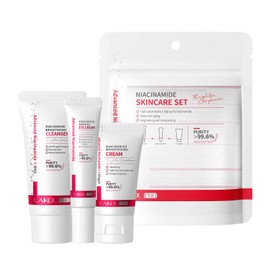 Niacinamide Skincare Set with Cleanser & Eye Cream & Face Cream Highly Concentrated and Pure Niacinamide Brightening Moisturising Delay Skin Aging Even Skin Tone 3-Piece Travel Size Skincare Set