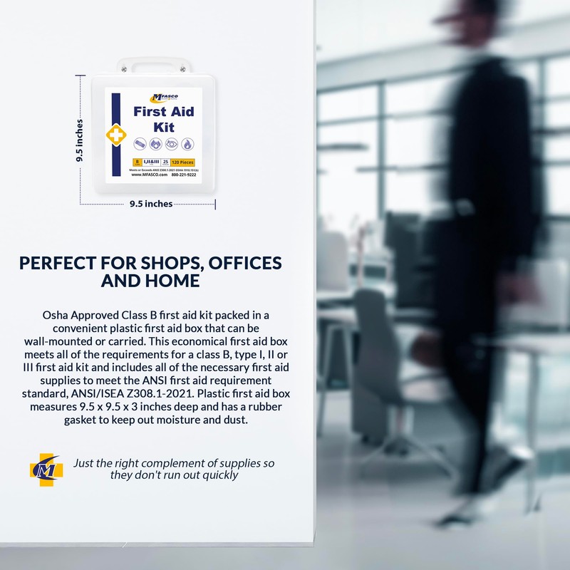 MFASCO 2021 ANSI/OSHA Approved Class B First Aid Kit Type