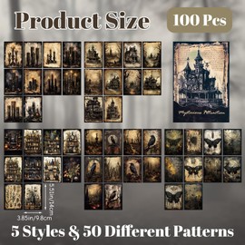 URROMA 100 Pieces Vintage Scrapbook Accessories Set, Gothic Style Scrapbook Paper Sets, DIY Aesthetic Collage Decoration for Photo Frame, Album, Notebook, Diary