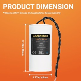 20 uF 20 MFD 370-440 VAC ± 5% Volts (Opciones de 3~80 uF disponibles) Condensador de arranque y funcionamiento CBB65 50/60 Hz AC eléctrico - Compatible con condensador de motor monofásico enfriamiento
