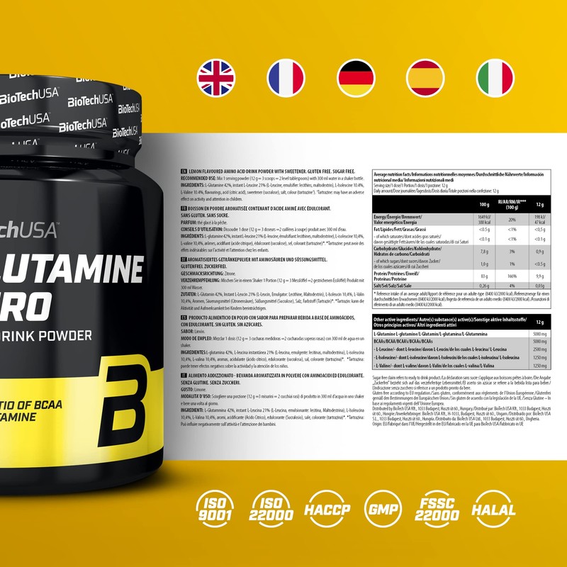 BioTechUSA BCAA + Glutamine Zero Flavoured Drink Powder with BCAA