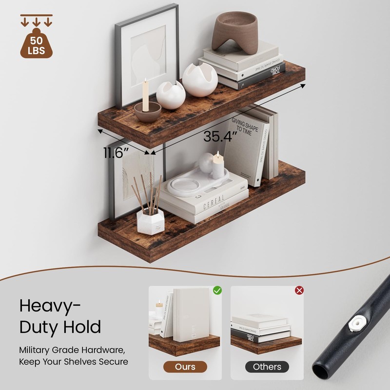 Heimlove 36 Inch Long Floating Shelf for Wall, 12" Deep