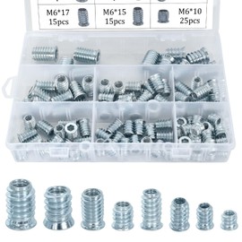 Pack of 100 screw-in nuts, M6/M8/M10 threaded insert, wooden screw in hexagon socket screw in threaded insert nuts, threaded insert wood made of galvanised steel, for wooden furniture