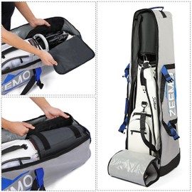 ZEEMO Golf Travel Bag, Full-Open Protective & Wheeled Airline-Approved Case for Clubs, Cart&StandBag, Soft-Sided Waterproof Cover Made of Heavy Duty Oxford