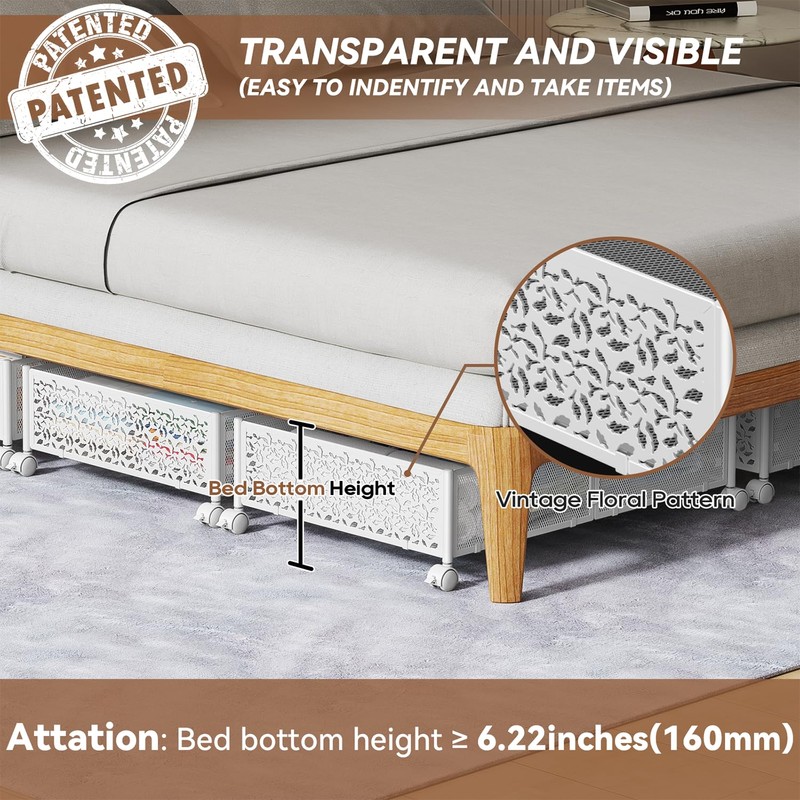 PHINOX Under Bed Storage, Under the Bed Storage Containers with