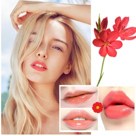 2 Pack Crystal Flower Jelly Lipstick,Magic Color Changing Lipstick,PH Clear Temperature Color Changing Lip Gloss,Lip Balm,Long Lasting Nourishing Moisturizing Lip Stick Set X01+02