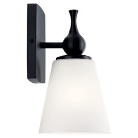 Kichler Cosabella 6 Inch 1 Light Wall Sconce with Satin Etched Case Opal in Black
