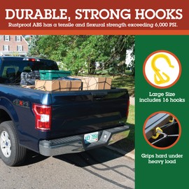 Grizzly Gear Automotive Large Bungee Cargo Net w 16 Durable Hooks - 7" Mesh Elastic Stretches to 7.5' x 5' - Compatible w All Pickup Truck Beds & Trailers - Heavy Duty, Weatherproof -Storage Made Easy