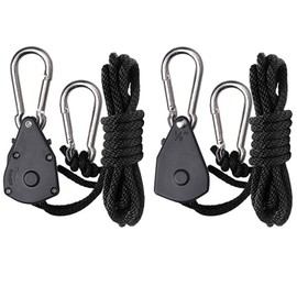 Hydro Crunch 106006 D940003500 1/8" Adjustable Ratchet Hangers for Hydroponics, Reflectors & Grow Light Fixtures (Set of 2-Holds 150 lbs.), Black