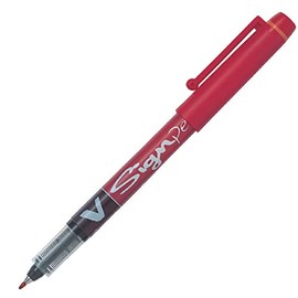 Pilot V Sign Pen Liquid Ink 2.0 mm Tip - Red, Box of 12