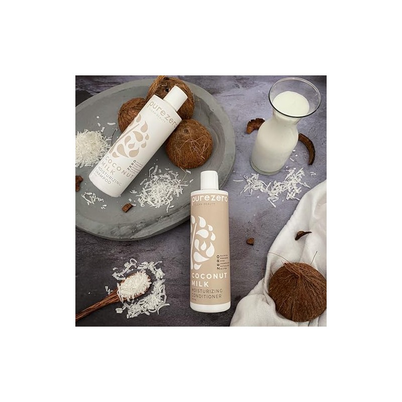 Purezero Set de Champú y Acondicionador de Leche de Coco