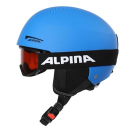 ALPINA Zupo Set (+ Piney) – High-Quality, Safe and Robust Set of Ski Goggles and Ski Helmet for Children, Matte Blue, 48-52 cm