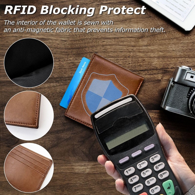 WisePoint Bifold Wallets for Men, RFID Blocking Wallet, PU Leather