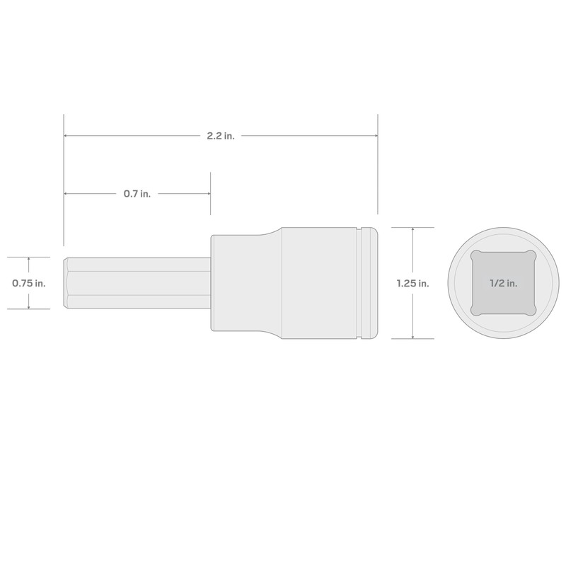 TEKTON 1/2 Inch Drive x 3/4 Inch Hex Bit Socket