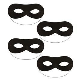 Lizzy 4 x Black Domino Eye Mask | black cloth domino Burglar Thief fancy dress accessories for Cops And Robbers Villain Convict Bank Robber outfit Accessory
