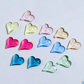 KAAGEE 80 Pieces Aurora Nail Rhinestone Gems 3D Heart Nail Charms Water Ripple Flat-Back Nail Crystal Glass Crystals Stone Nail Decoration for Nail Supplies DIY Craft Manicure Salon