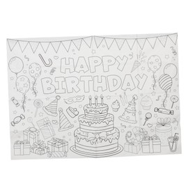 Totority Happy Birthday Large Coloring Poster Boys and Girls Party Tablecloth Birthday Doodle Decor Creative Art Activity for Children