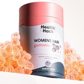 Health Hack Womens Hair en Gomitas con 18 Ingredientes para Cabello, Piel y Uñas, 1140 mg de Colágeno I y III, MSM, L-Cisteína, L-Lisina, Bambú, Bioti