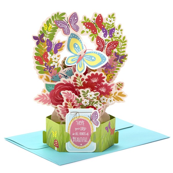 Hallmark Paper Wonder Pop Up Mothers Day Card or Birthday Card for Women (Flowers and Butterflies)
