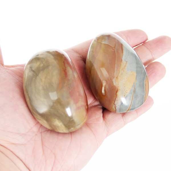 Orientrea Ocean Jasper Palm Stone-2 Pcs Ocean Jasper Pocket Energy