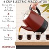 Mixpresso Red Small Percolator Coffee Pot Electric 4 Cup, Stainless
