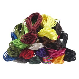 1mm Satin Rattail Cord Silk Cord Chinese Knotting Cord (16 Bundles, 175 Yards Totally) Nylon Satin Cord Beading String for Jewelry Making, Bracelet, Braided Necklace, Trim, Kumihimo and Macrame
