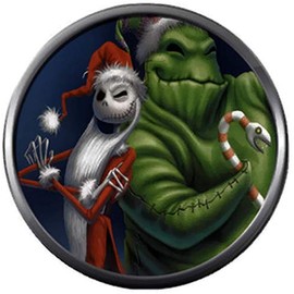 Santa Jack Skellington and Oogie Boogie with Candy Cane Nightmare Before Christmas 18MM - 20MM Charm for Snap Jewelry