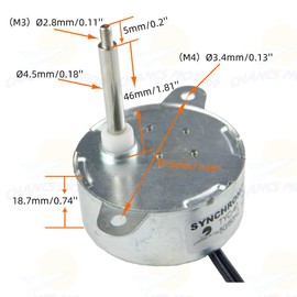 CHANCS TYC40 12V 5RPM DC 5RPM Shaft 46mm Synchronous Motor with DC Power Adapter - Input 100/240V Output DC 12V for Animated Dolls