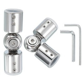 PATIKIL Window Corner Curtain Rod Connector, 2 Pcs Adjustable Curtain Rod Corner Connector Hinged Elbow Connector with Screwdriver for 1 Inch Bay Window Curtain Rod, Bright Silver