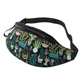 cute gnome cactus succulents Fashion casual fanny pack waist bag men women adjustable belt waist bag for travel hiking cycling running festival carnival